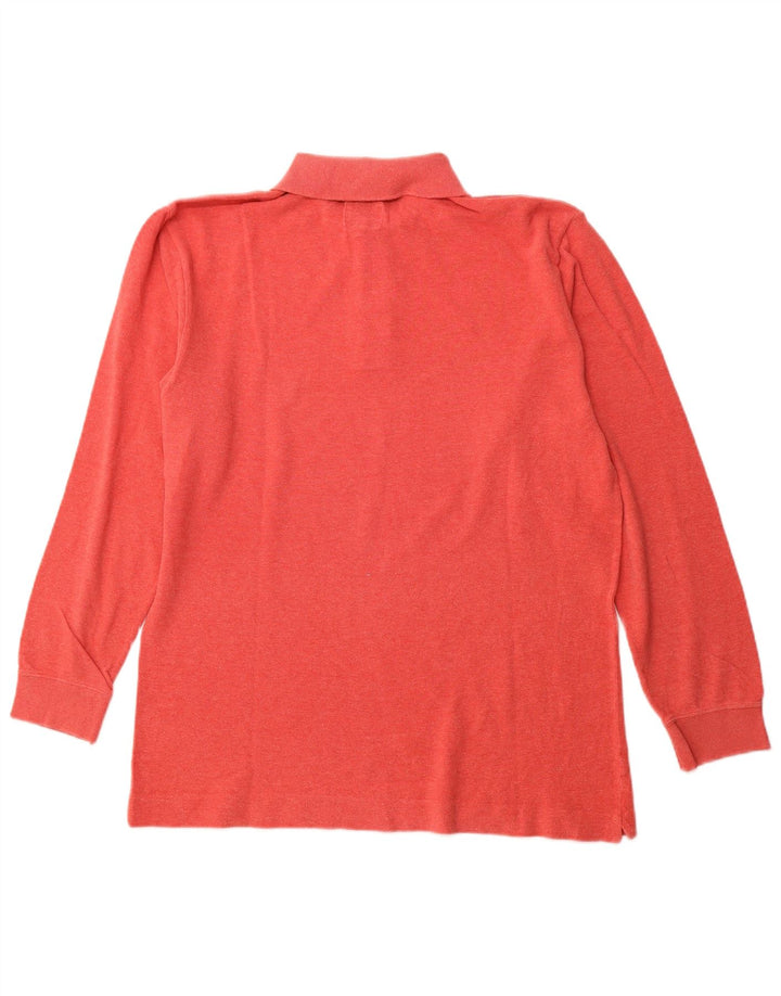 BENETTON Mens Long Sleeve Polo Shirt Medium Pink