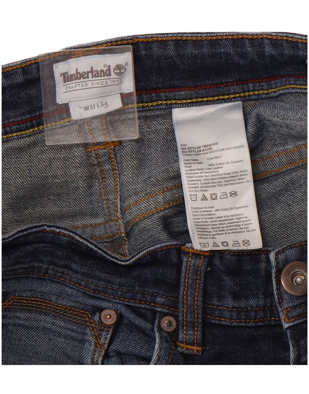TIMBERLAND Herren Straight Jeans W31 L30 Blaue Baumwolle