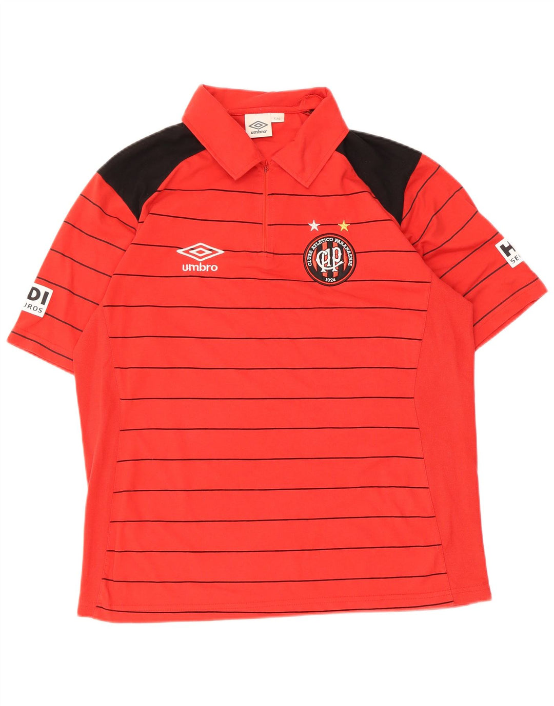 Umbro Herren-Poloshirt mit Grafik, groß, rot gestreift, Baumwolle