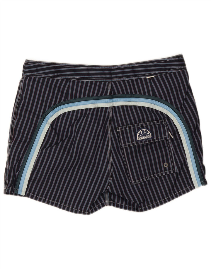 Sundek Herren-Badeshorts, mittelgroß, marineblau, gestreift, Polyester