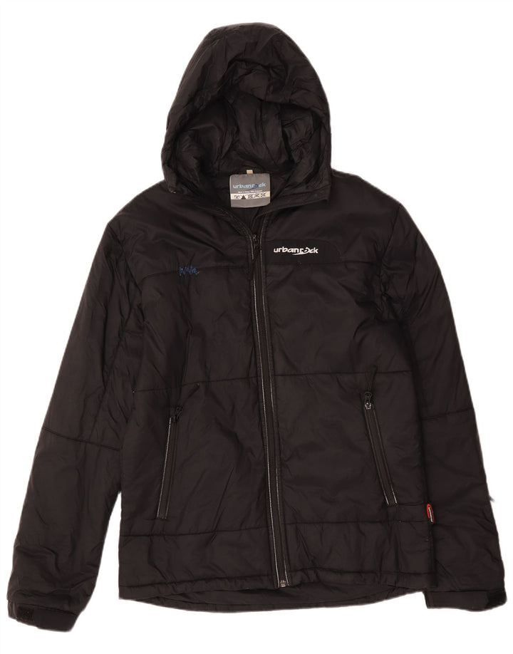 Urbanrock Herren-Jacke mit Kapuze, gepolstert, UK 40, Größe L, Schwarz, Polyester