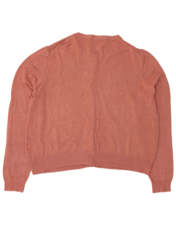 Marks & Spencer Damen Crop Cardigan Pullover UK 16 Large Rosa Viskose
