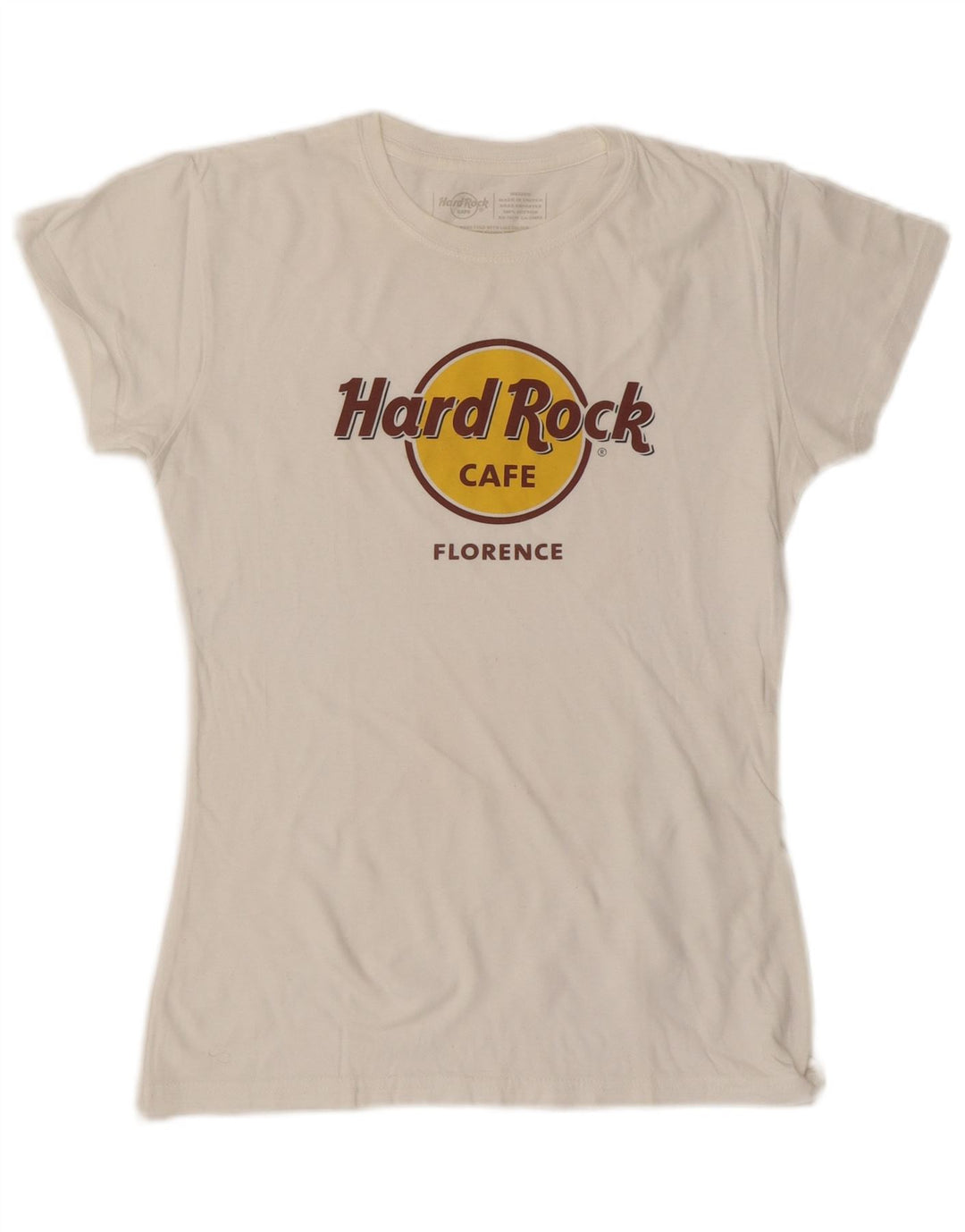 HARD ROCK CAFE Womens Florence Graphic T-Shirt Top UK 12 Mittelweiß