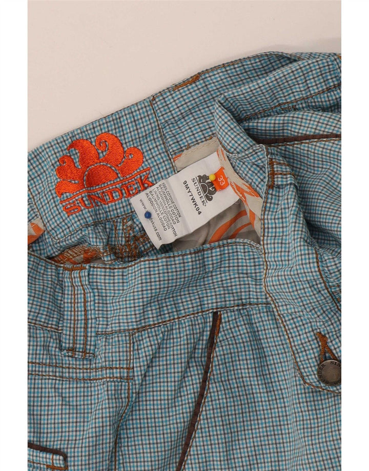 Sundek Herren-Chinoshorts W33, groß, blau kariert, Baumwolle