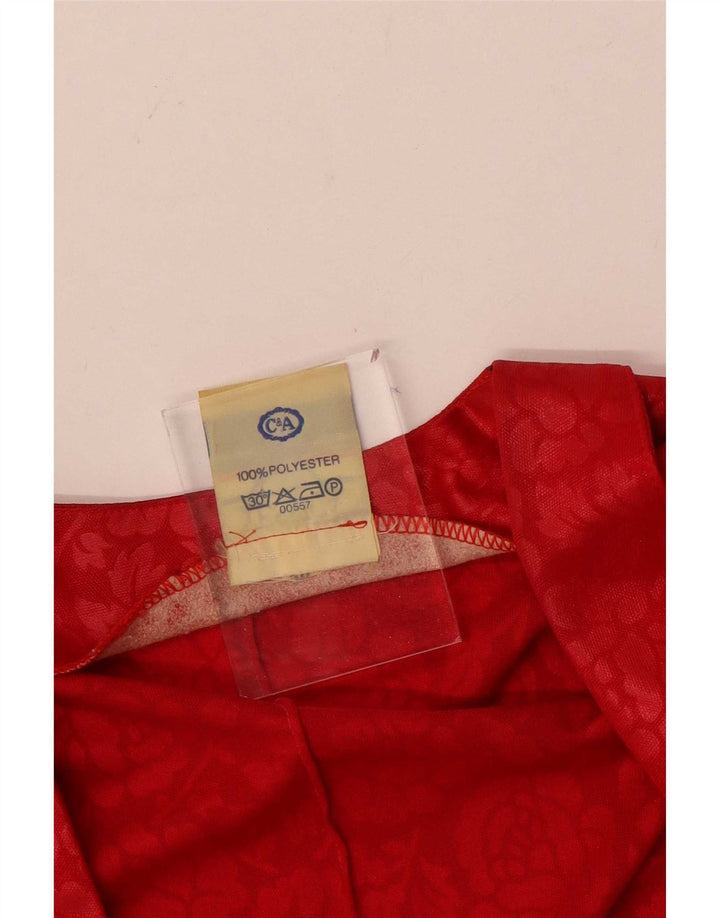 C&A Damen-Bolero-Oberteil, EU 38, Mittelrotes, geblümtes Polyester