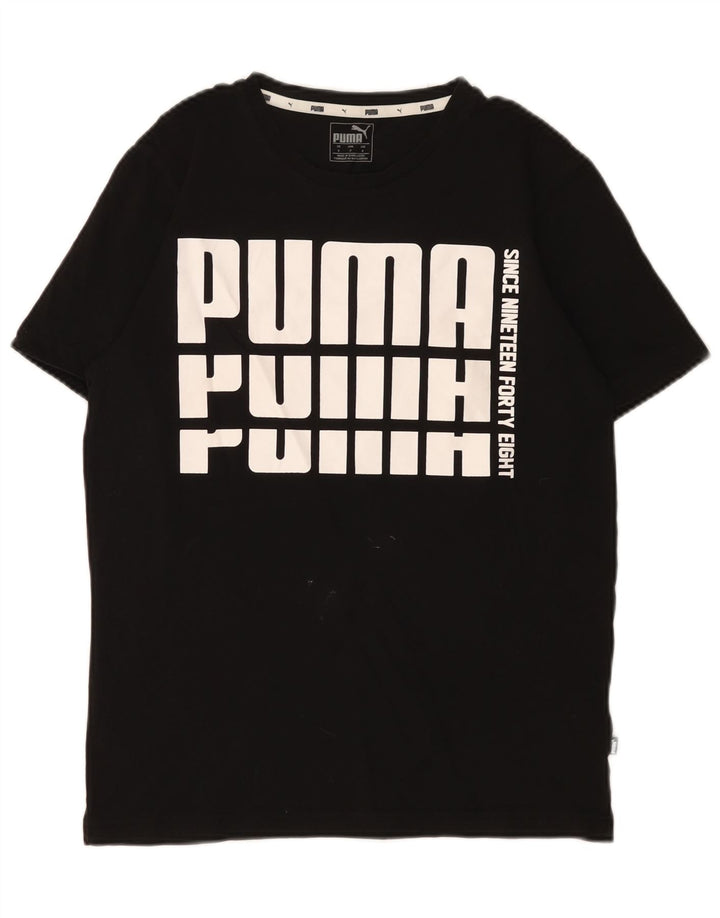 Puma Herren Grafik T-Shirt Top Small Schwarz Baumwolle