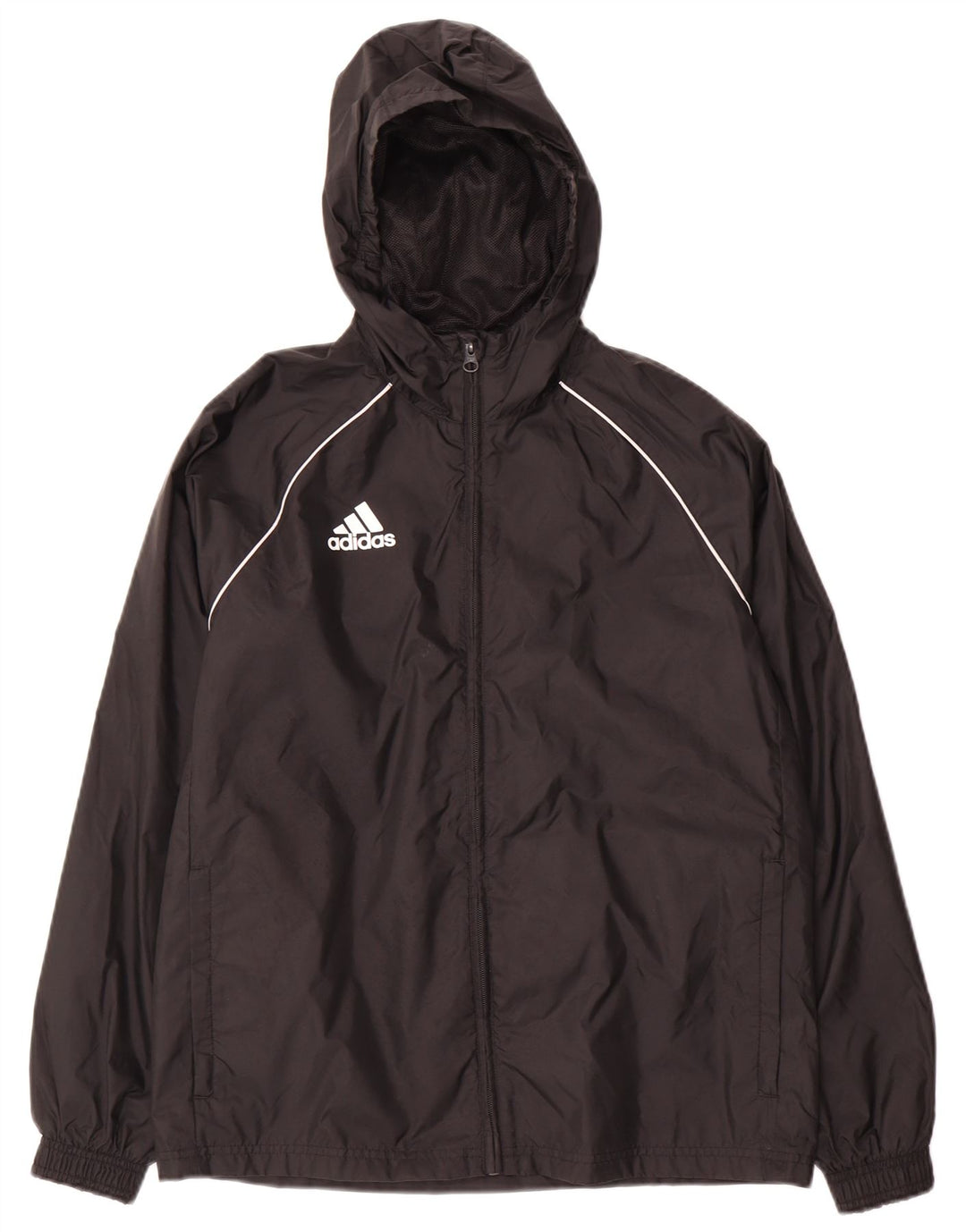 Adidas Jungen-Trainingsanzug mit Kapuze, Top-Jacke, 13–14 Jahre, schwarzes Polyester