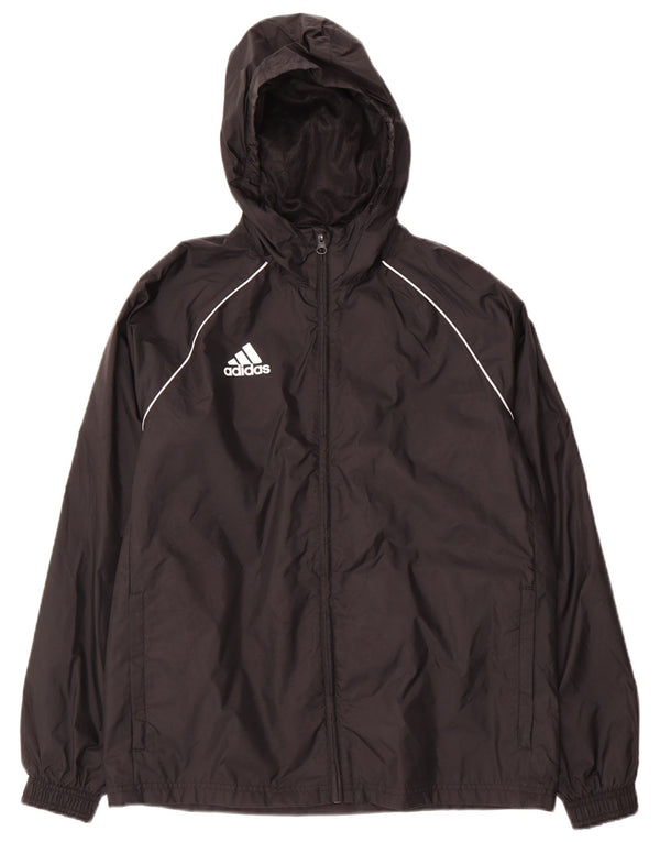 Adidas Jungen-Trainingsanzug mit Kapuze, Top-Jacke, 13–14 Jahre, schwarzes Polyester