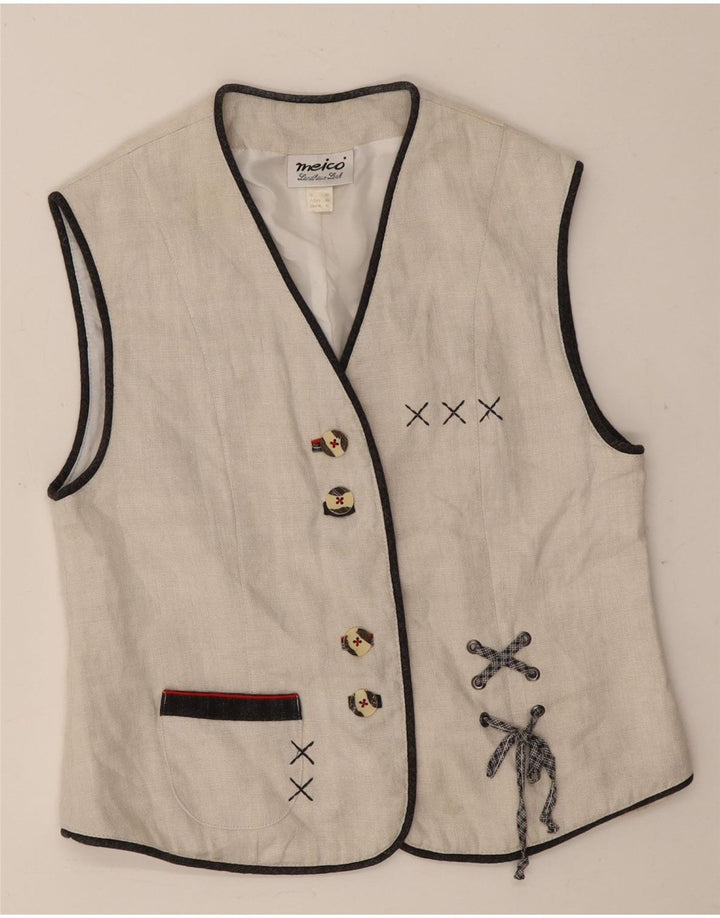 Meico Damen Weste UK 14 Mittelweißes Leinen