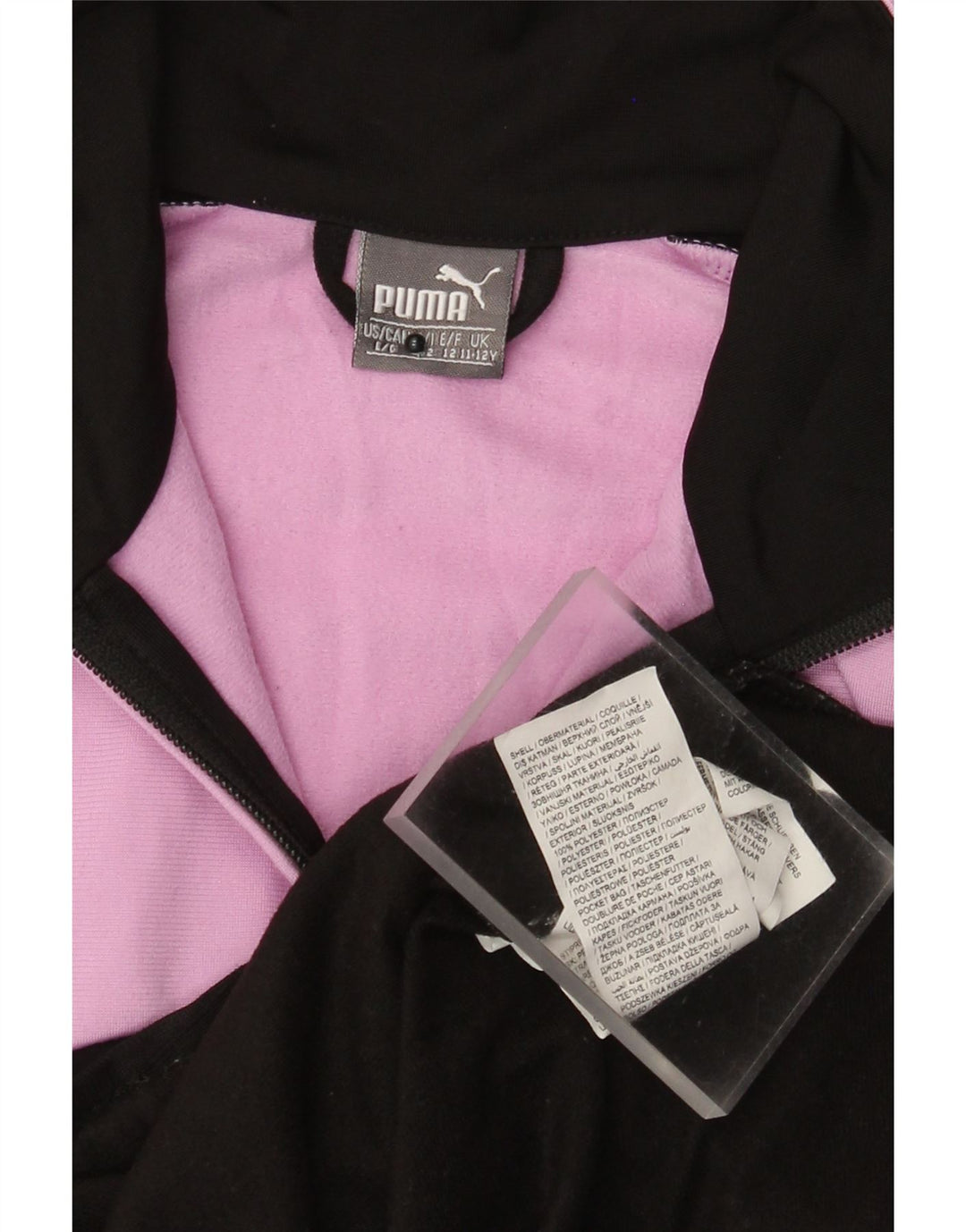 Puma Mädchen-Trainingsanzugoberteil mit Grafik, 11–12 Jahre, Schwarz, Farbblock