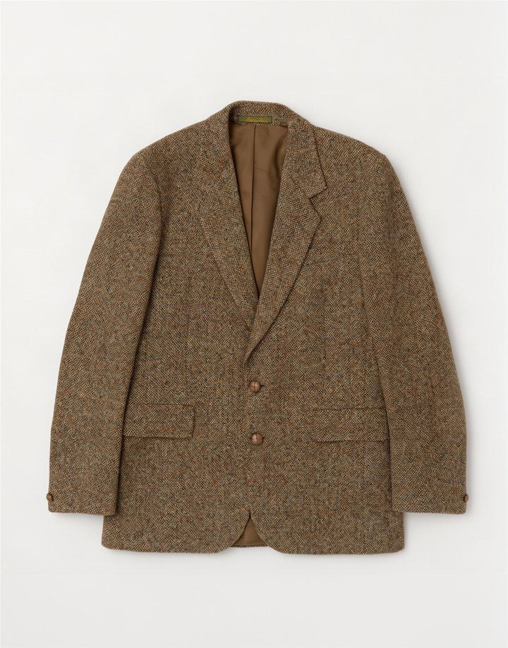 Harris Tweed Herren-Blazer mit 2 Knöpfen, UK 36, kleine Khaki-Wolle