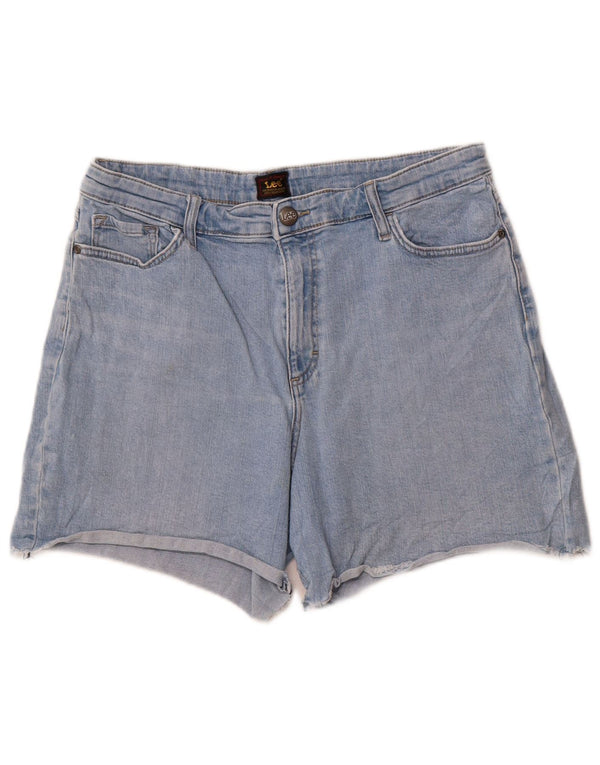 Lee Damen-Jeansshorts mit hoher Taille, US 14, Größe L, W32, blaue Baumwolle