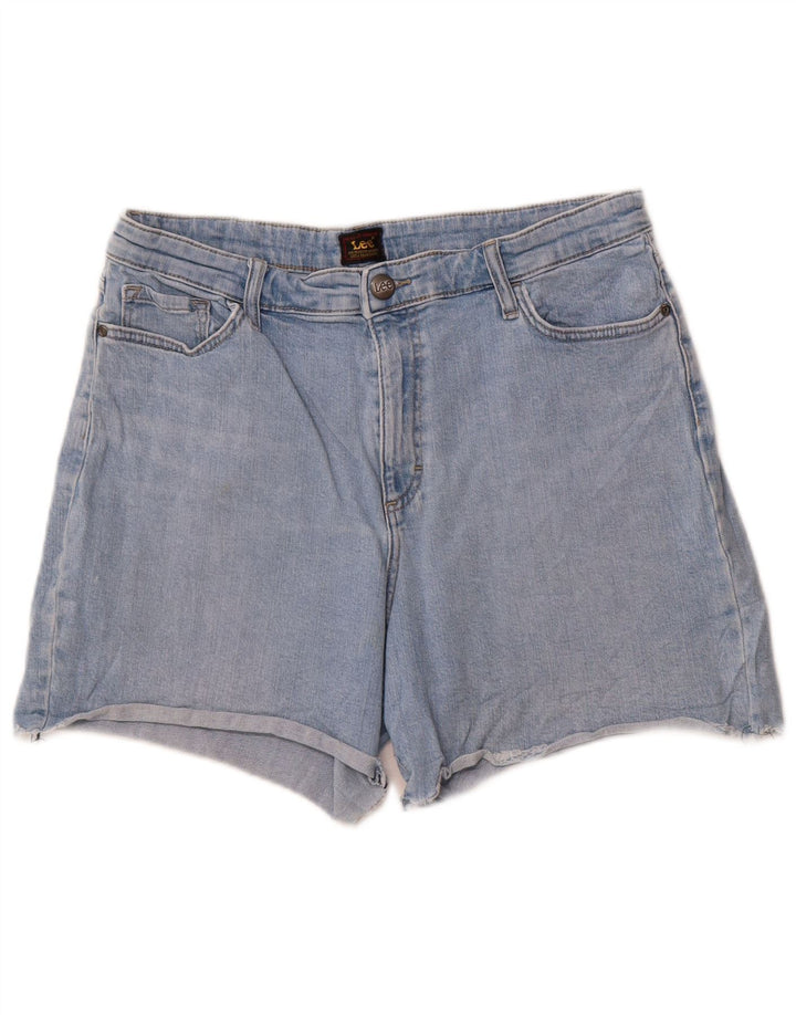 Lee Damen-Jeansshorts mit hoher Taille, US 14, Größe L, W32, blaue Baumwolle