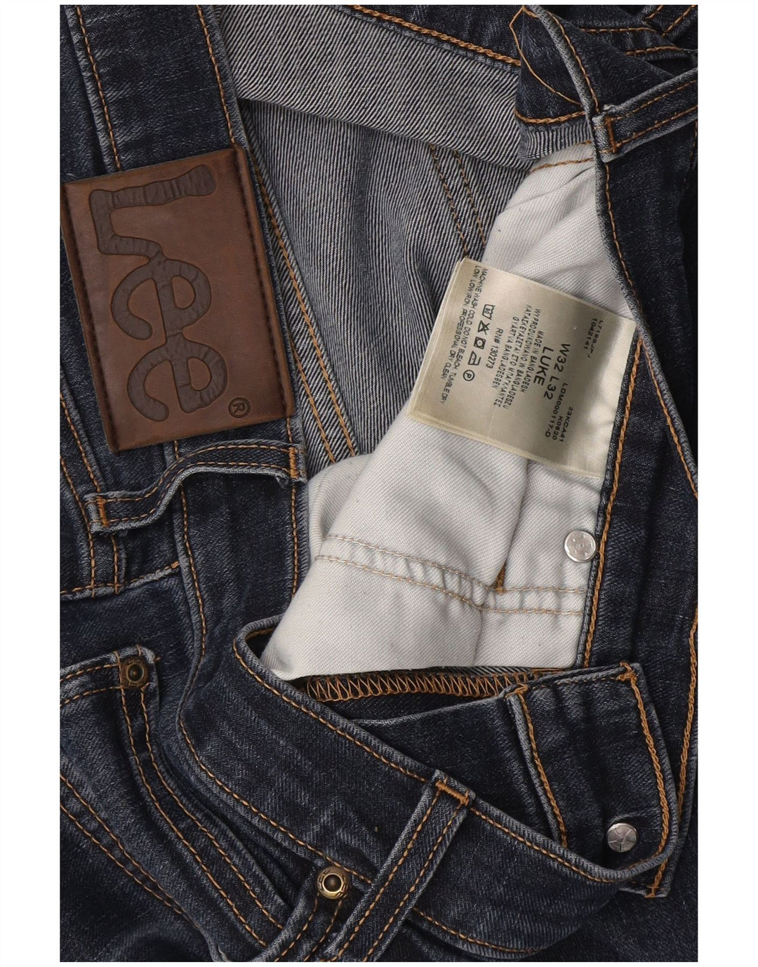 Lee Herren Luke Slim Jeans W32 L32 Marineblau Baumwolle