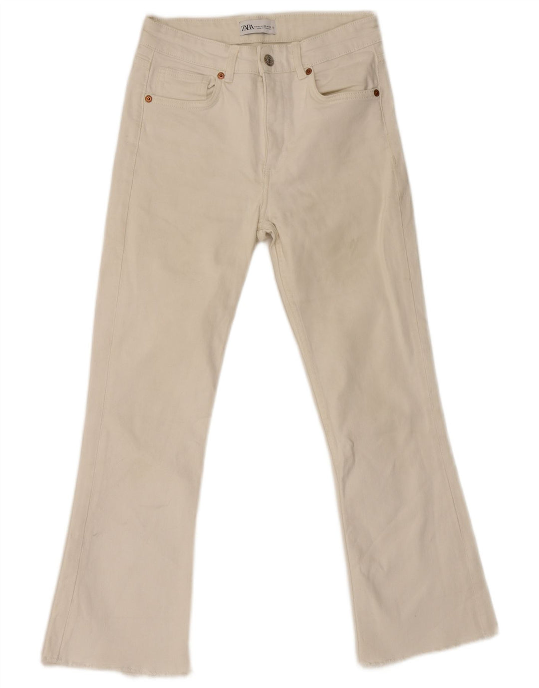 Zara Damen Schlagjeans EU 38 Small W28 L26 Weiße Baumwolle