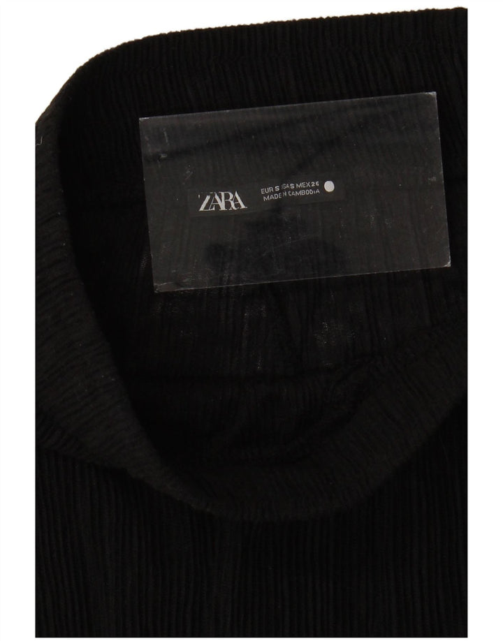 Zara Damen Durchsichtige Hose mit weitem Bein, Größe S, W24, L31, Schwarz