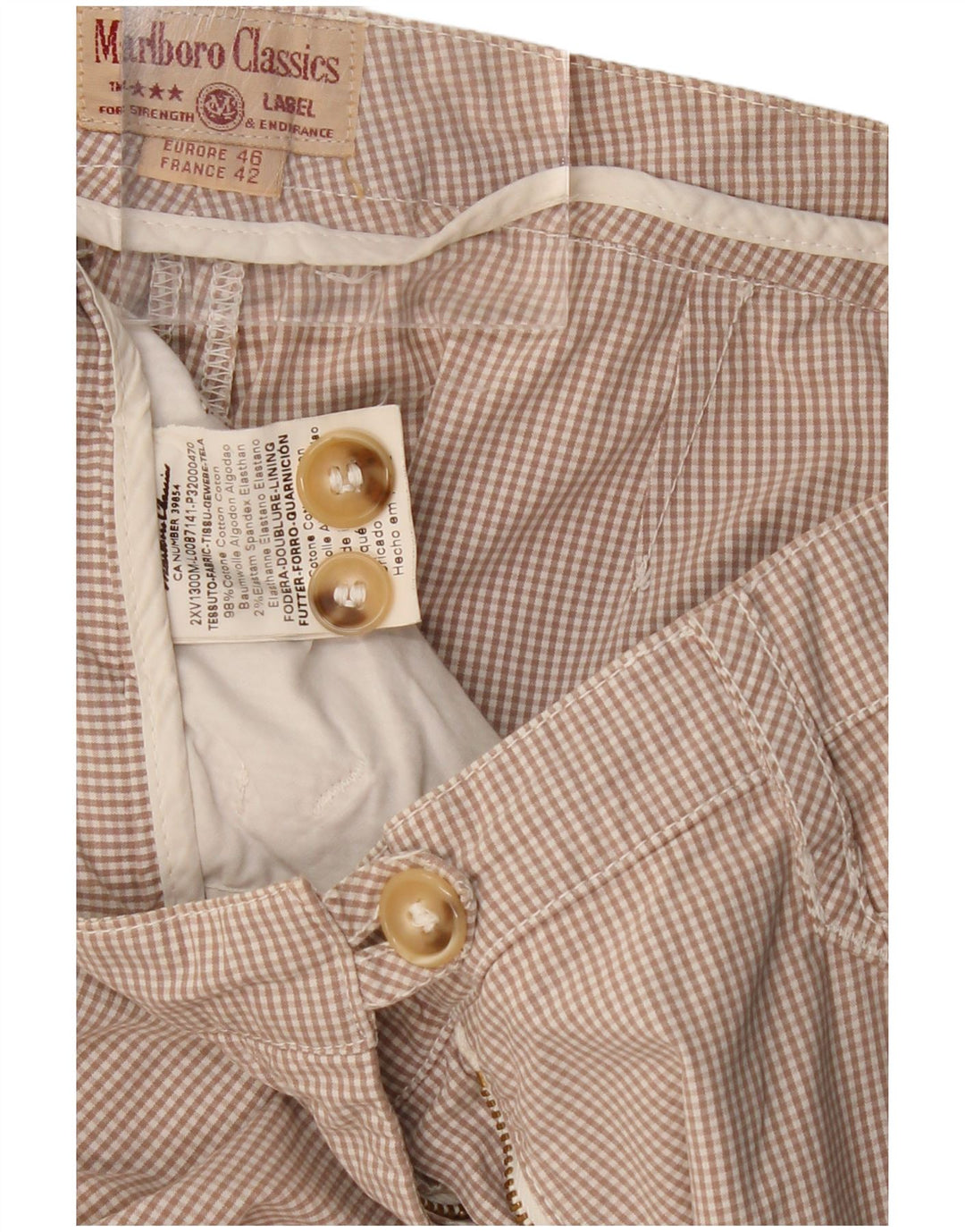MARLBORO CLASSICS Kurze Damenhose EU 46 XL W32 L23 Beige kariert