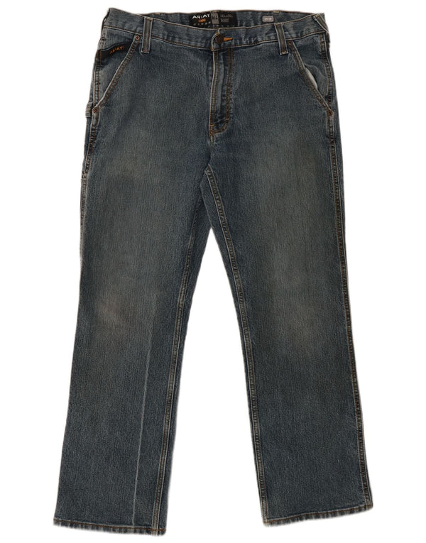 ARIAT Herren Relaxed Fit Cargo Bootcut Jeans W34 L30 Blaue Baumwolle