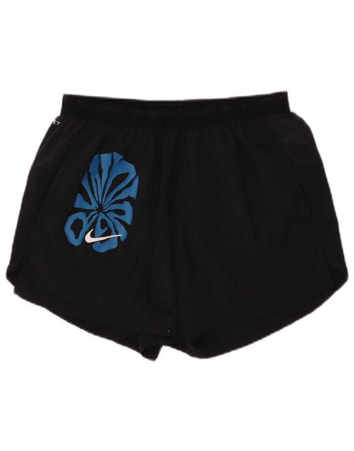 Nike Damen Dri Fit Graphic Sport Shorts UK 14 Medium Schwarz Polyester