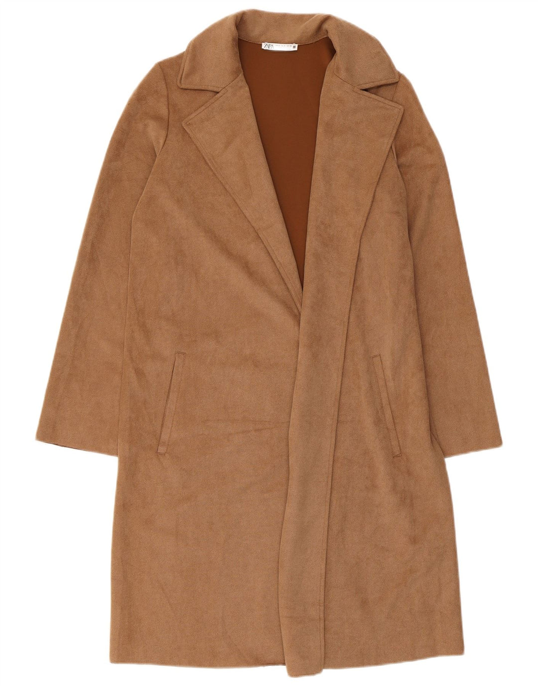 Zara Damen Mantel UK 10 Small Braun Polyester