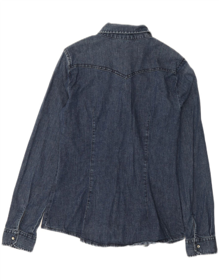 Sisley Damen Jeanshemd UK 10 Small Marineblau