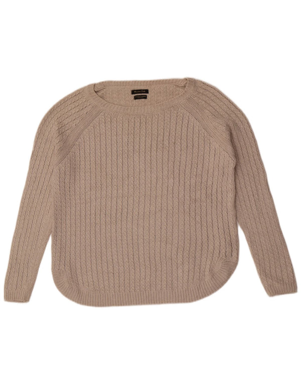 Massimo Dutti Damen-Pullover mit U-Boot-Ausschnitt, UK 14, mittelgraue Baumwolle