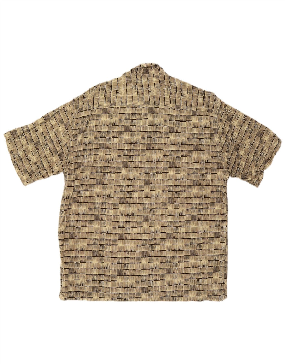 Vintage Herren Kurzarmhemd Großes beige gestreiftes Rayon
