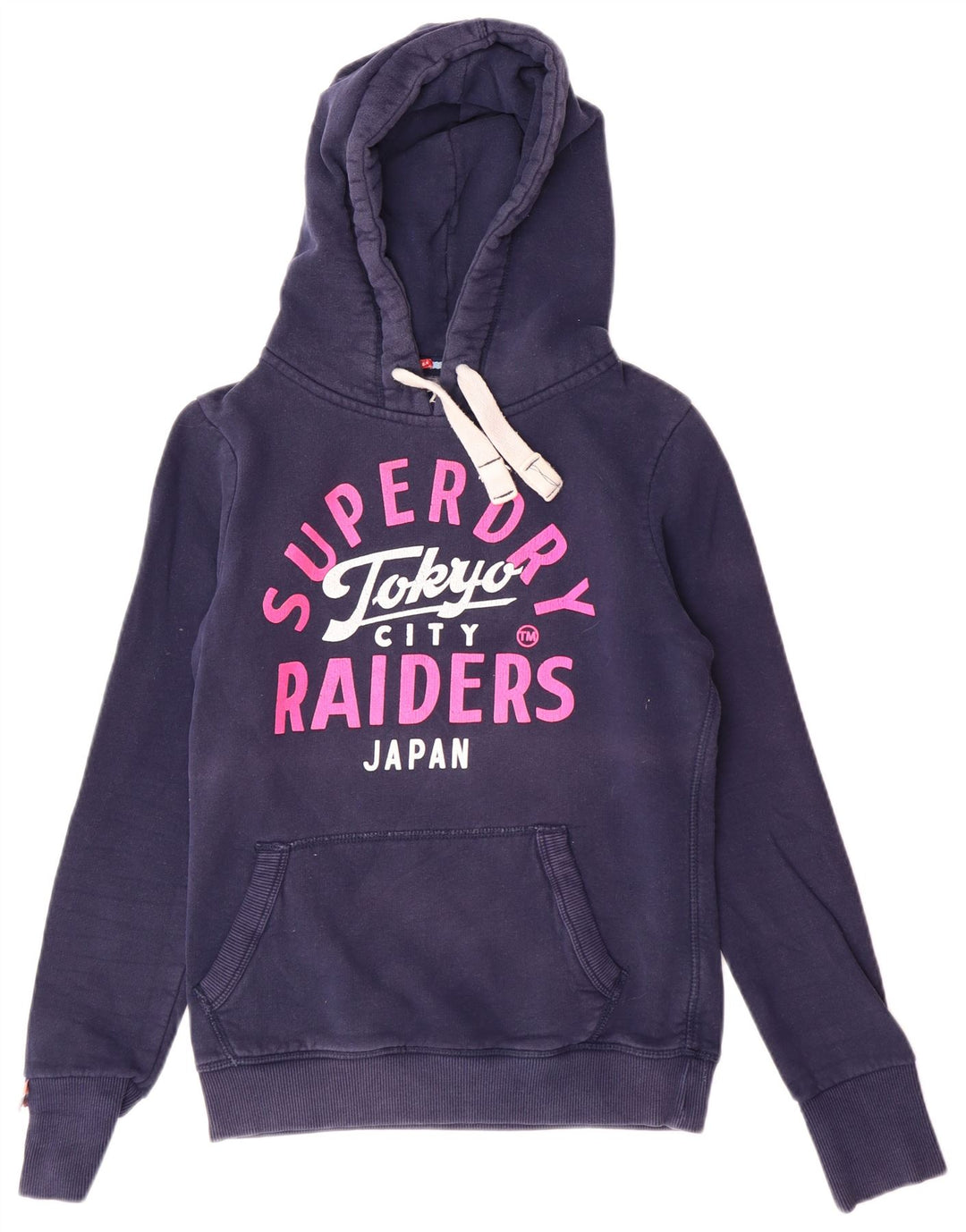 SUPERDRY Damen-Kapuzenpullover mit Grafik, UK 10, Größe S, Marineblau, Baumwolle