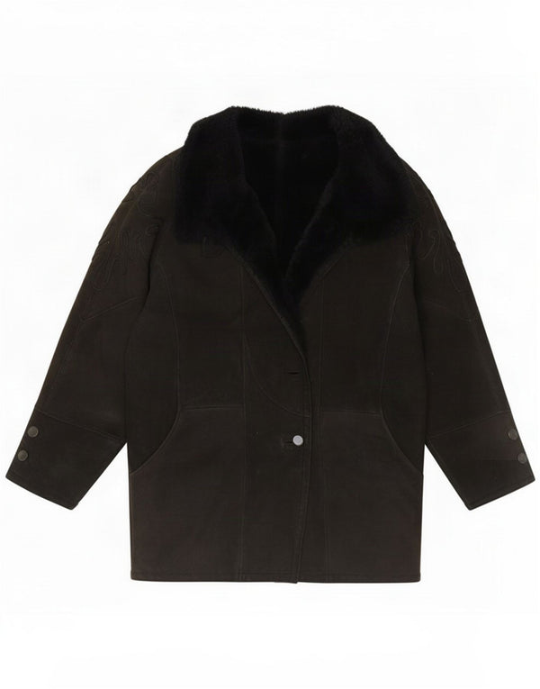 Vintage Damen Lammfelljacke UK 18 XL Schwarz