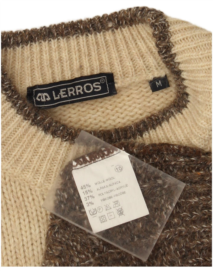 Lerros Herren-Pullover mit Rundhalsausschnitt, mittelbraune Fair-Isle-Wolle