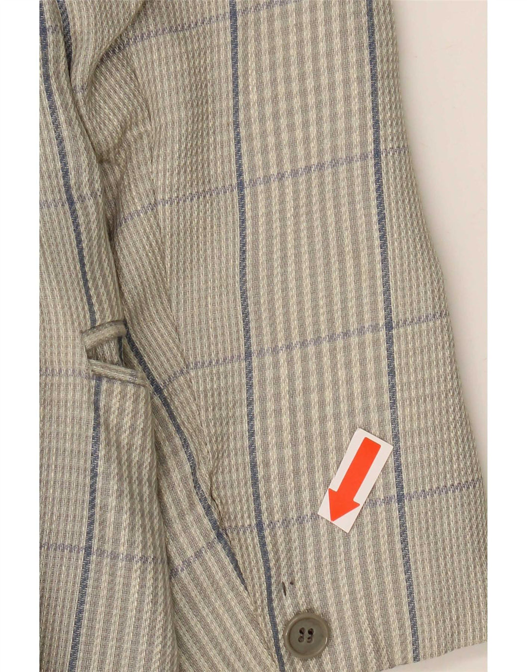 Marzotto Herren-Blazer, zweireihig, UK 38, Mittelgrau kariertes Leinen