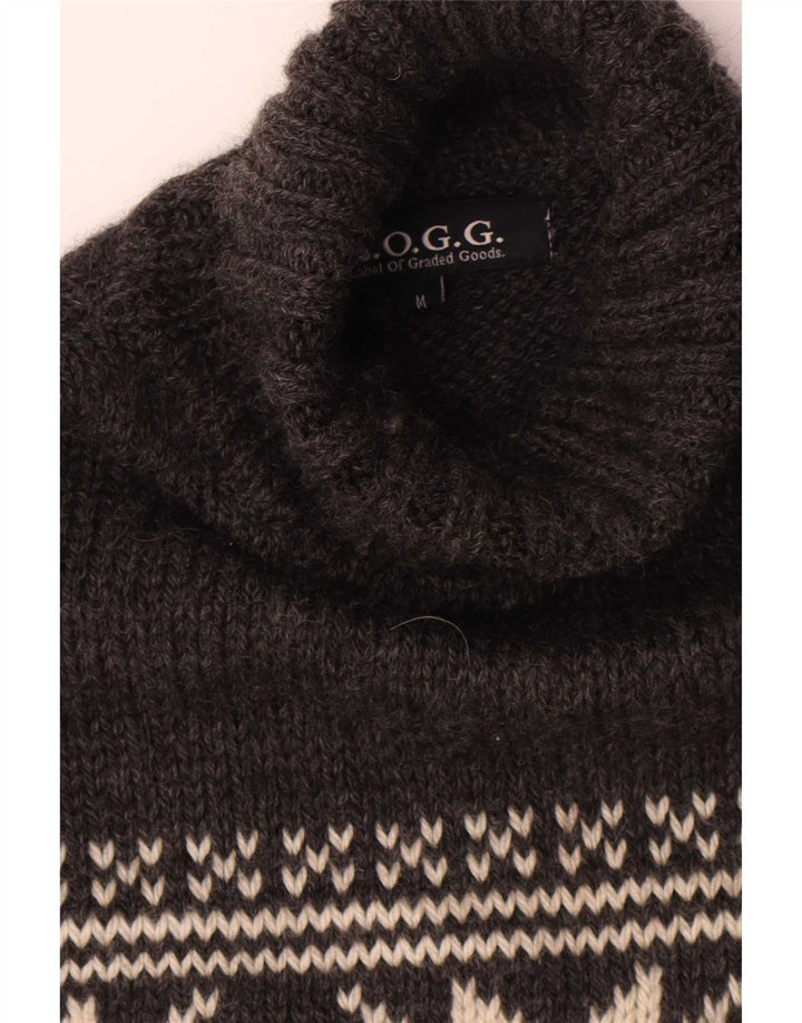 L.O.G.G Herren-Rollkragenpullover aus mittelgrauer Fair-Isle-Wolle