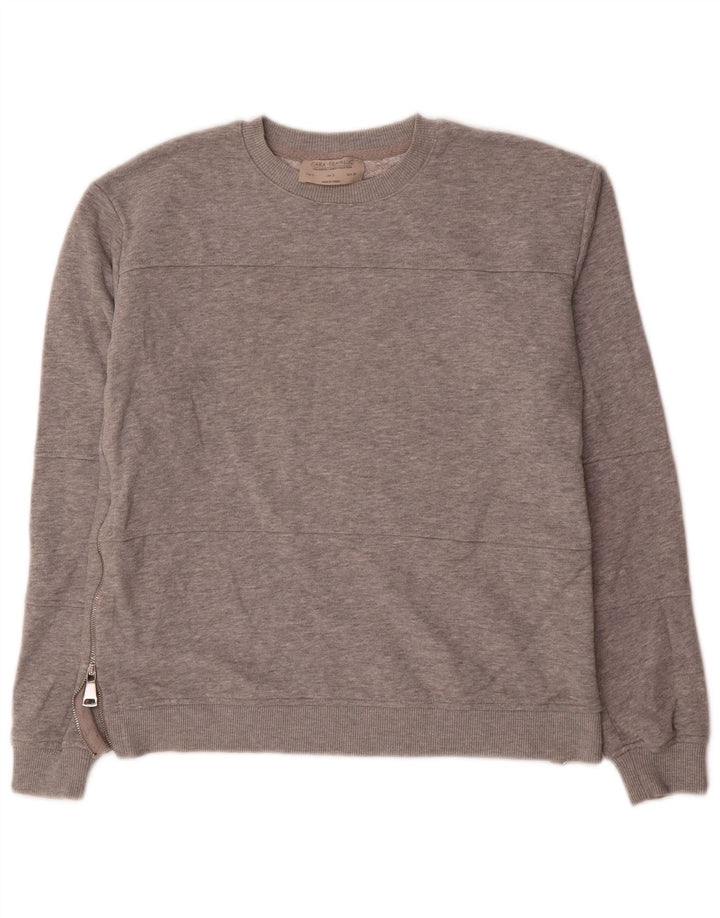 Zara Damen Trafaluc Übergroßer Sweatshirt-Pullover UK 10 Small Grau meliert