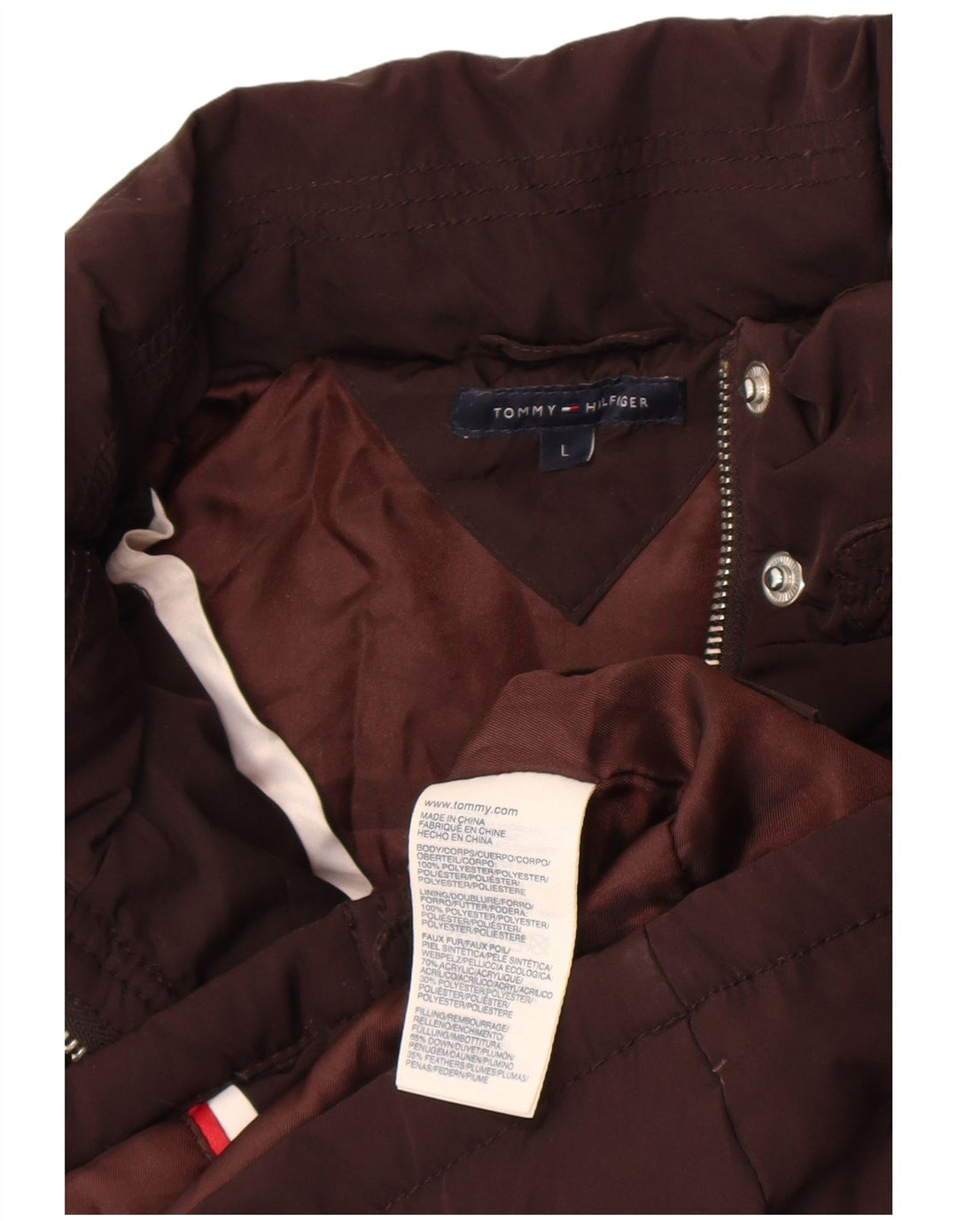Tommy Hilfiger Damen Wattierte Weste UK 14 Large Braun Polyester