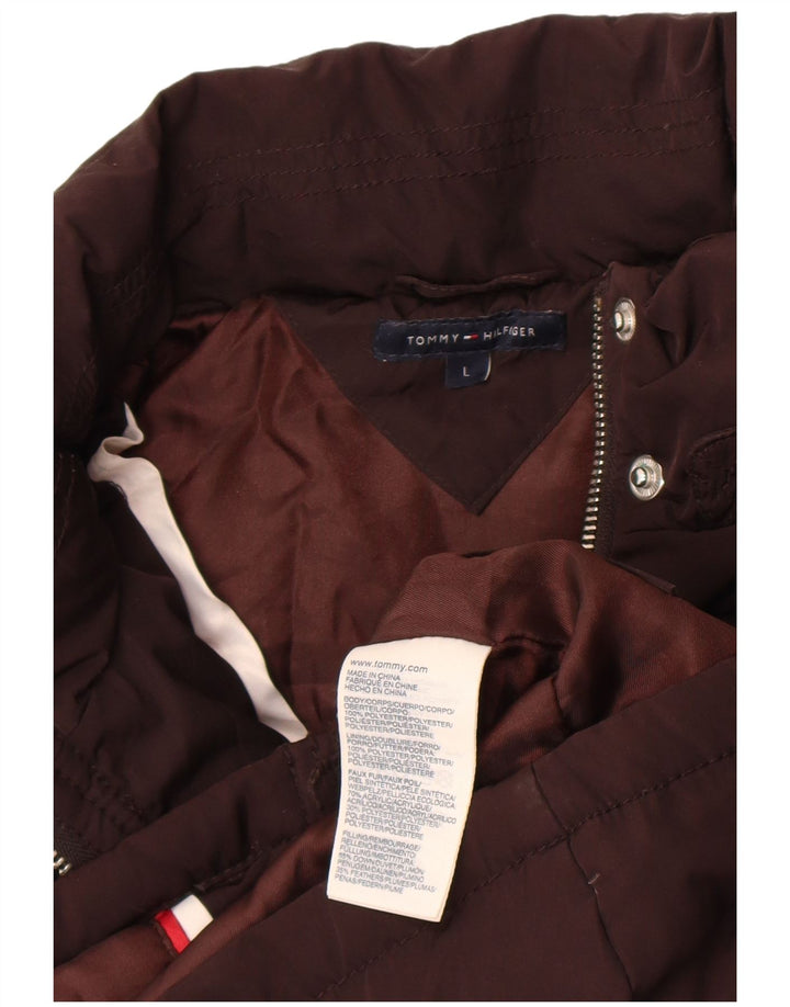 Tommy Hilfiger Damen Wattierte Weste UK 14 Large Braun Polyester