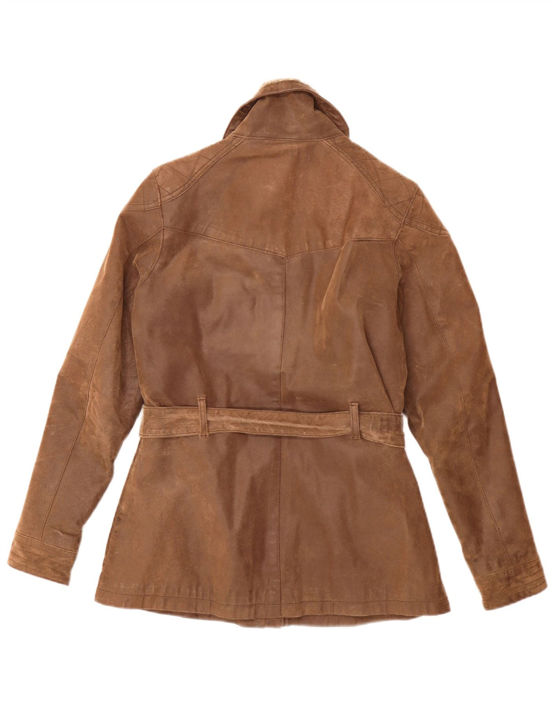 Fat Face Damen Vintage Fit Lederjacke UK 12 Mittelbraun