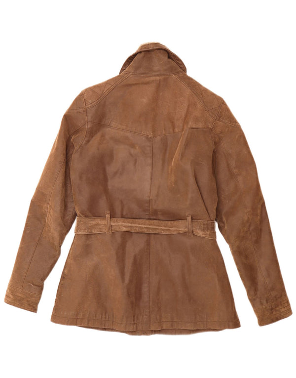 Fat Face Damen Vintage Fit Lederjacke UK 12 Mittelbraun