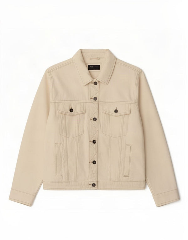 Marks & Spencer Damen Jeansjacke UK 24 4XL Off White Cotton