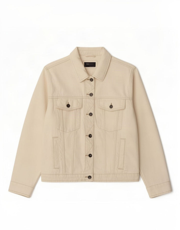 Marks & Spencer Damen Jeansjacke UK 24 4XL Off White Cotton