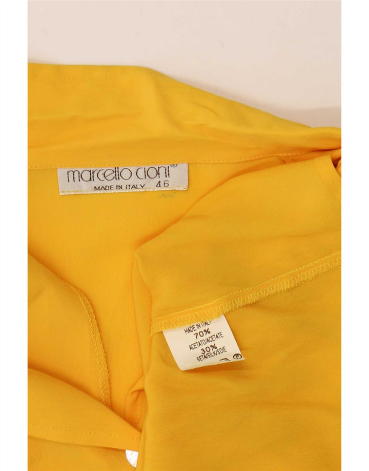 Marcello Cioni Damen Hemdbluse IT 46 Large Gelbes Acetat