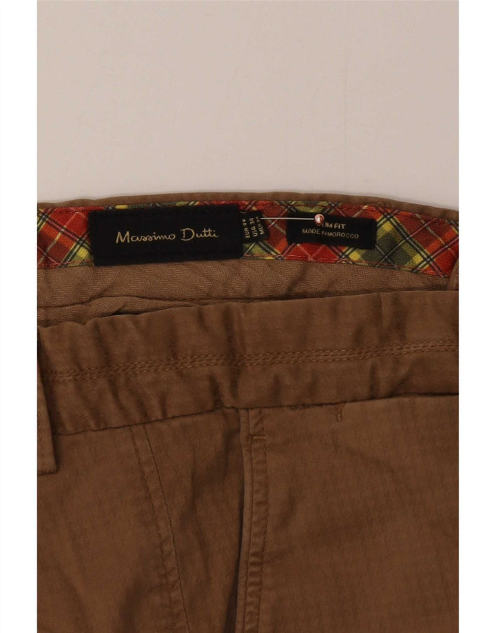 Massimo Dutti Herren Cargo Chino Hose EU 44 Large W34 L33 Braun kariert