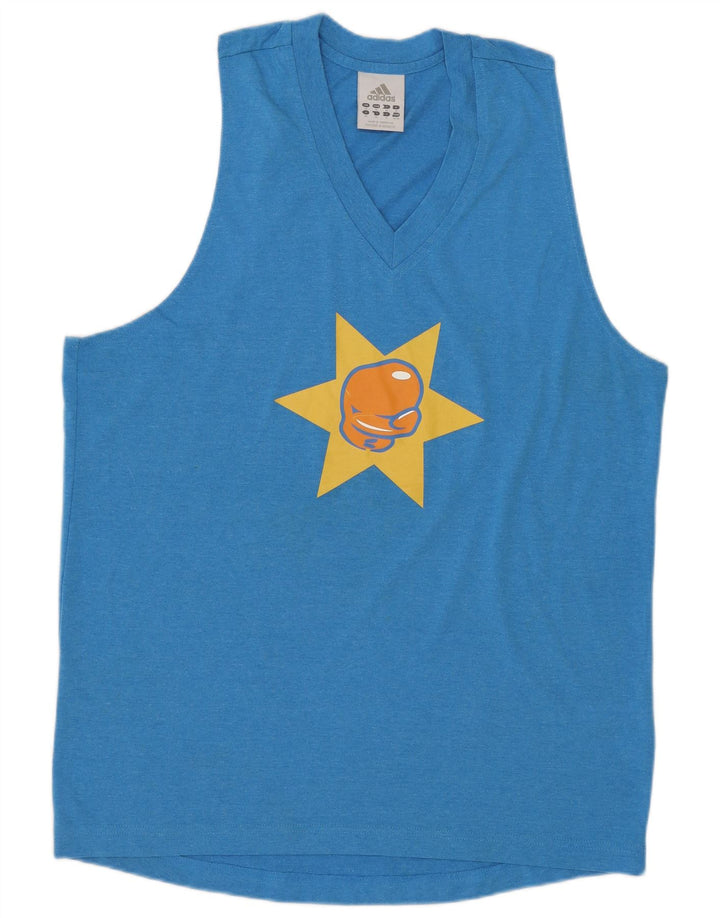 ADIDAS Herren Graphic Vest Top Mittelblaues Polyester