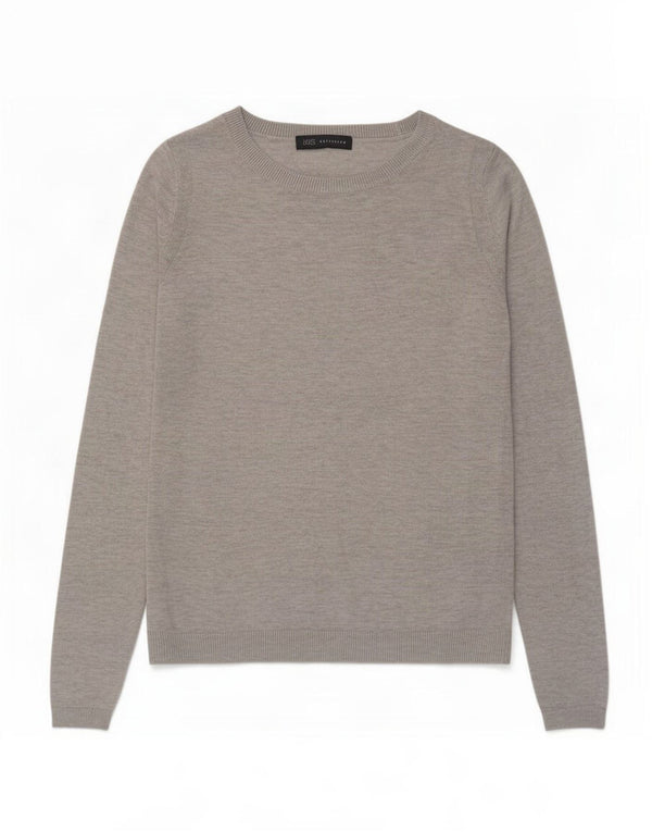 Marks & Spencer Damen-Pullover mit U-Boot-Ausschnitt, Gr. 8, Größe S, Grau, Baumwolle