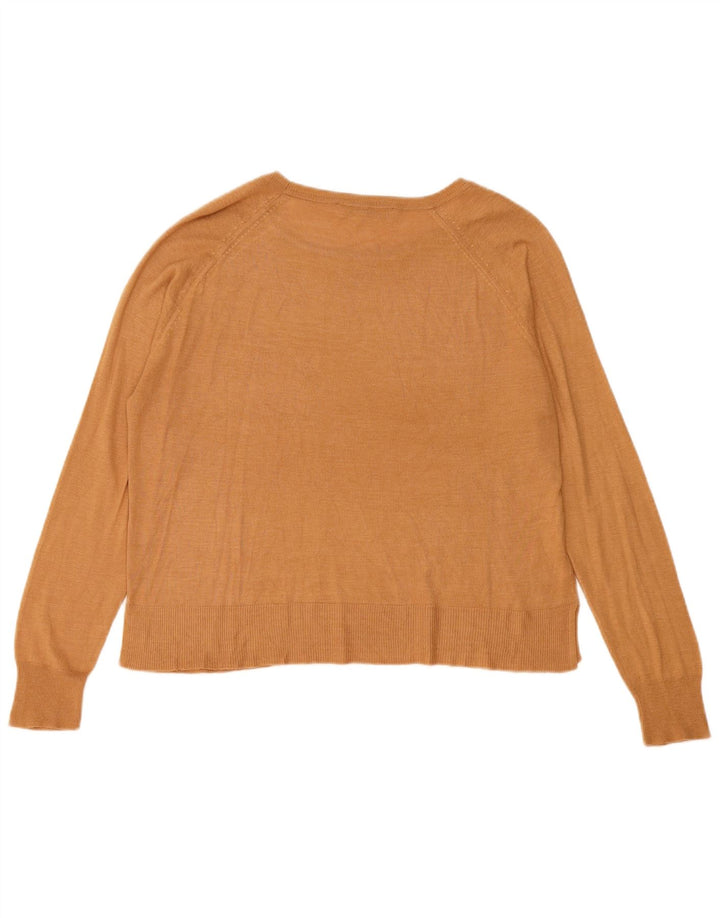 Zara Damen-Pullover mit U-Boot-Ausschnitt, Gr. 14, Mittelbeige
