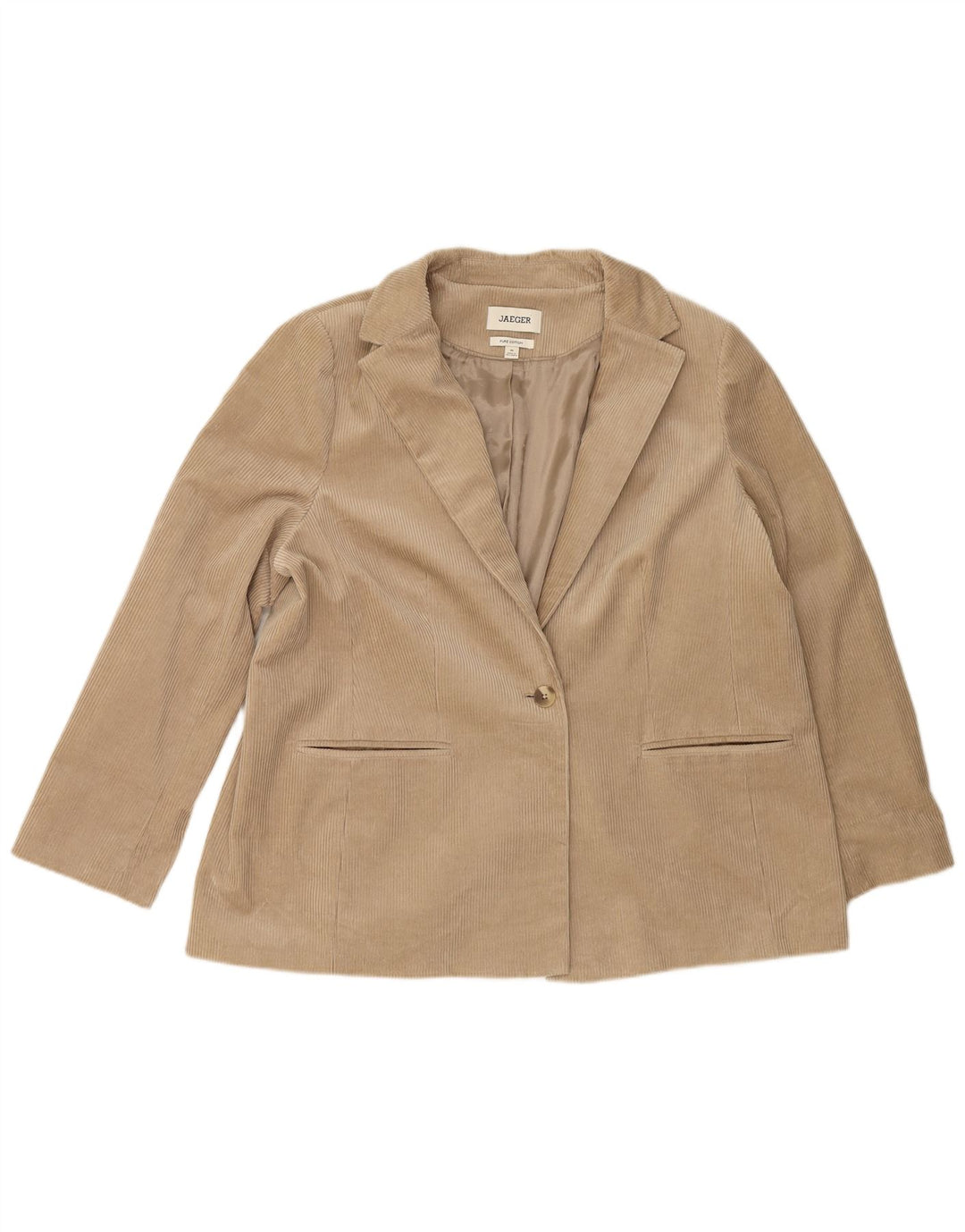 JAEGER Damen 1-Knopf-Blazer aus Cord, UK 20 2XL, beige Baumwolle