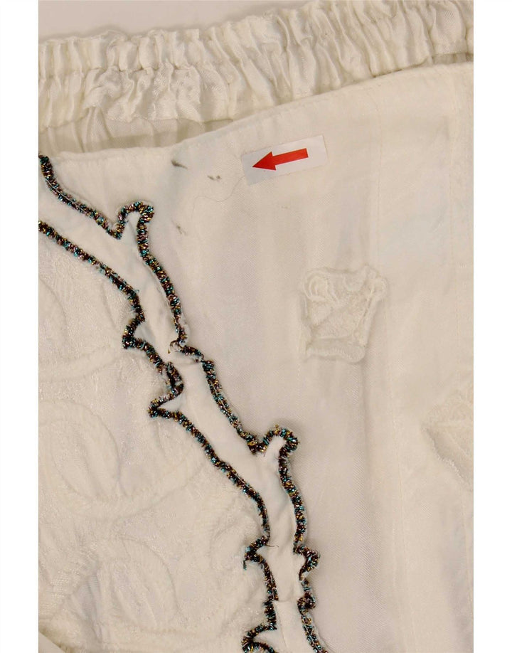 Vintage Damen ausgestellter Rock W27 Kleine weiße Viskose mit Blumenmuster