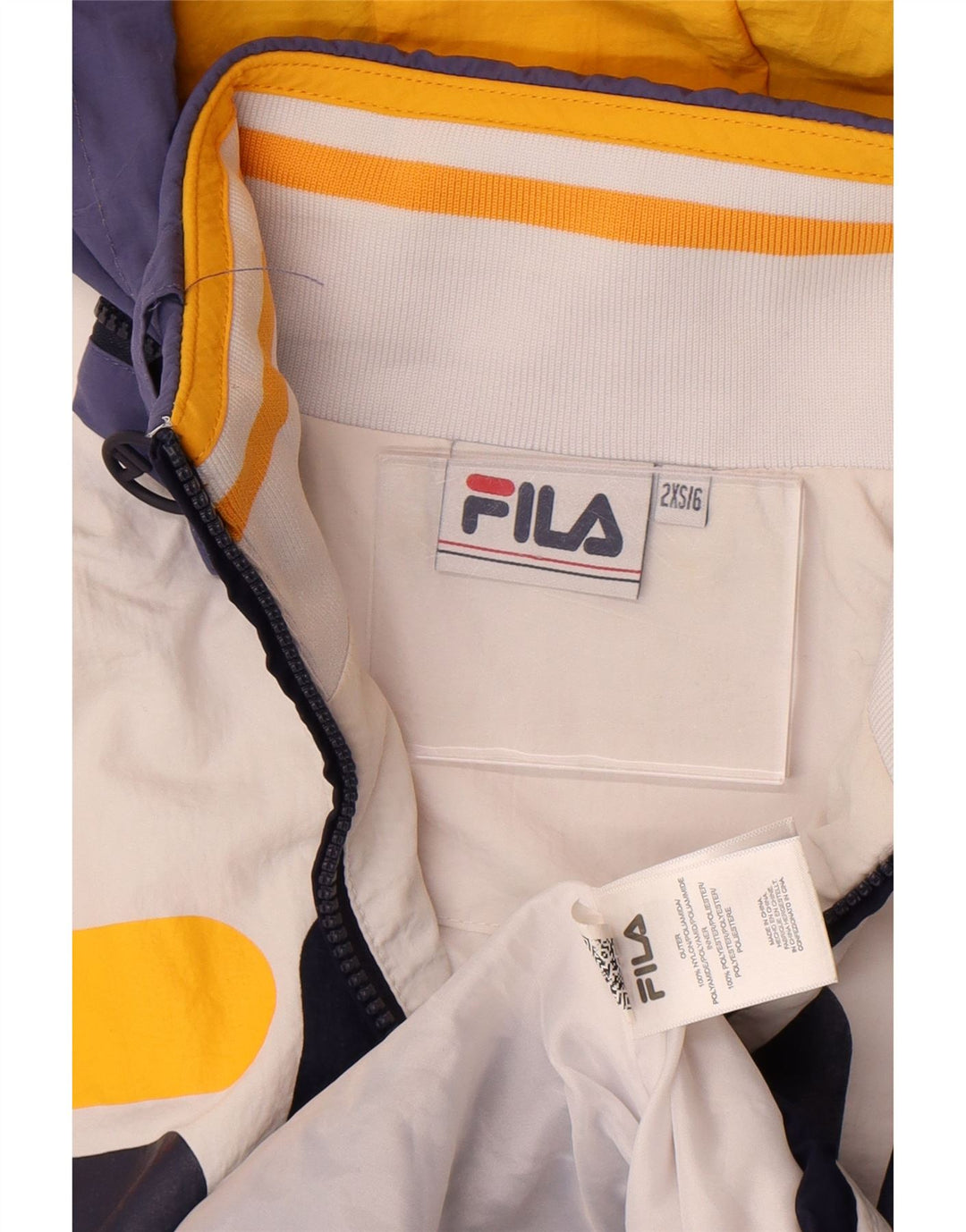 Fila Übergroße grafische Anorakjacke für Jungen, 5–6 Jahre, 2XS, Weiß, Farbblock