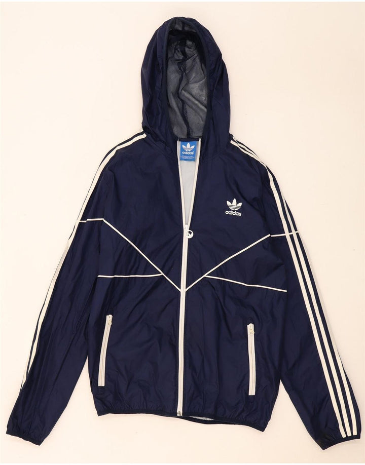 Adidas Herren Kapuzen-Regenjacke UK 38 Medium Marineblau Polyester