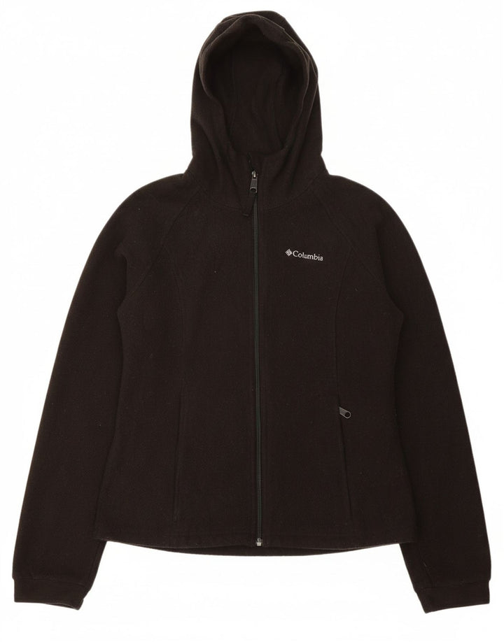 COLUMBIA Boys Hooded Fleece Jacket 11-12 Years Black