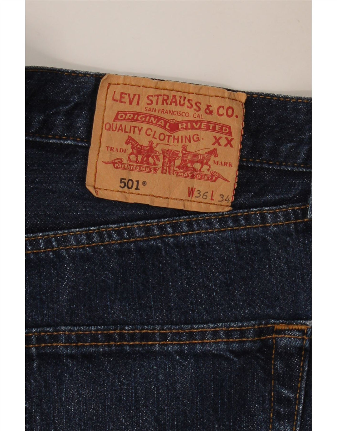 LEVI'S Herren 501 Straight Jeans W36 L30 Marineblaue Baumwolle
